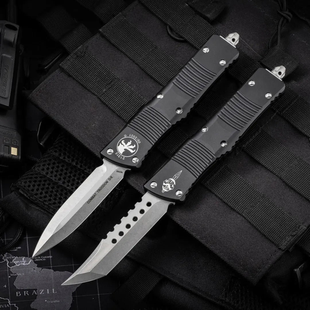 Microtech Black Handle Dragon OTF Knife