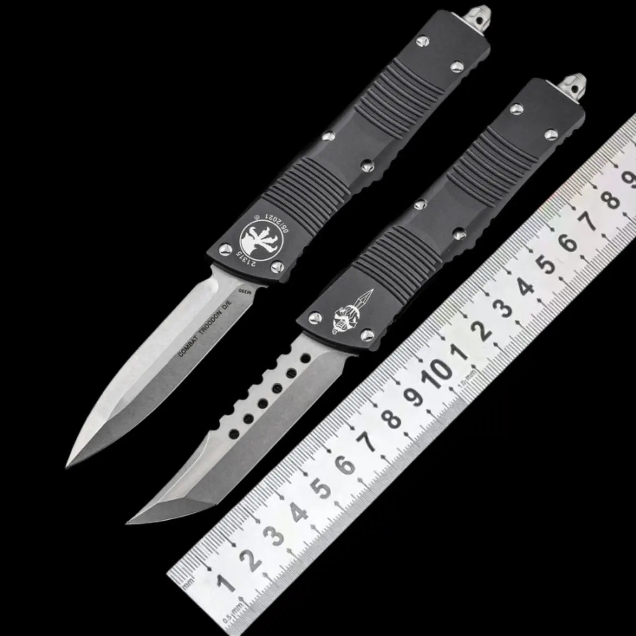 Microtech Black Handle Dragon OTF Knife