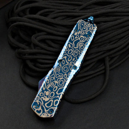 Blue titanium EDC self-defense OTF knife