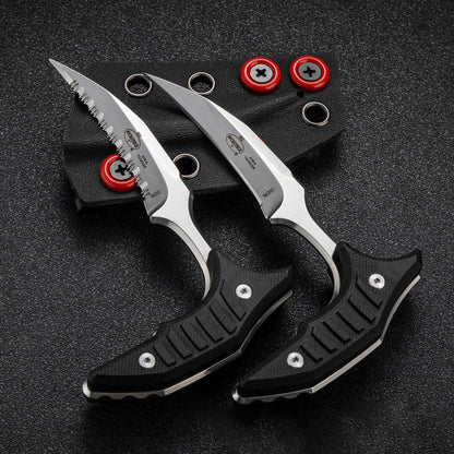 MicroTech Double Bee Shape Push Dagger - Serrated Blade
