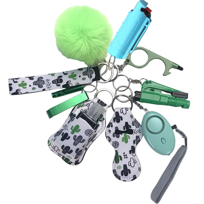 Pepper Spray Blank-Labeled Mace 11-Piece Safety Keychain Set