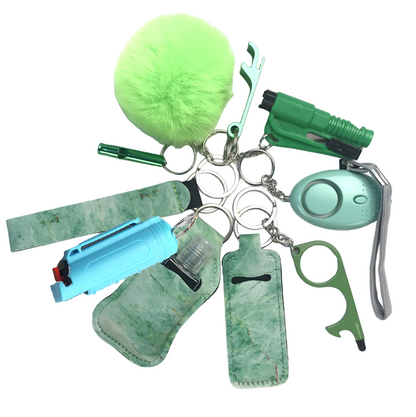 Pepper Spray Blank-Labeled Mace 11-Piece Safety Keychain Set