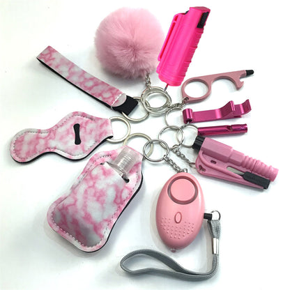 Pepper Spray Blank-Labeled Mace 11-Piece Safety Keychain Set