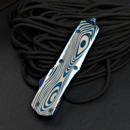 Blue titanium EDC self-defense OTF knife