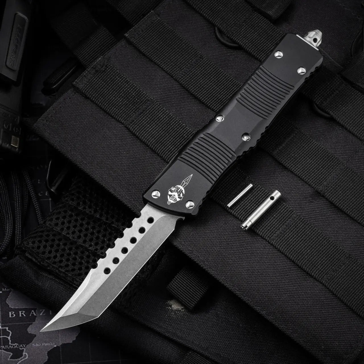 Microtech Black Handle Dragon OTF Knife