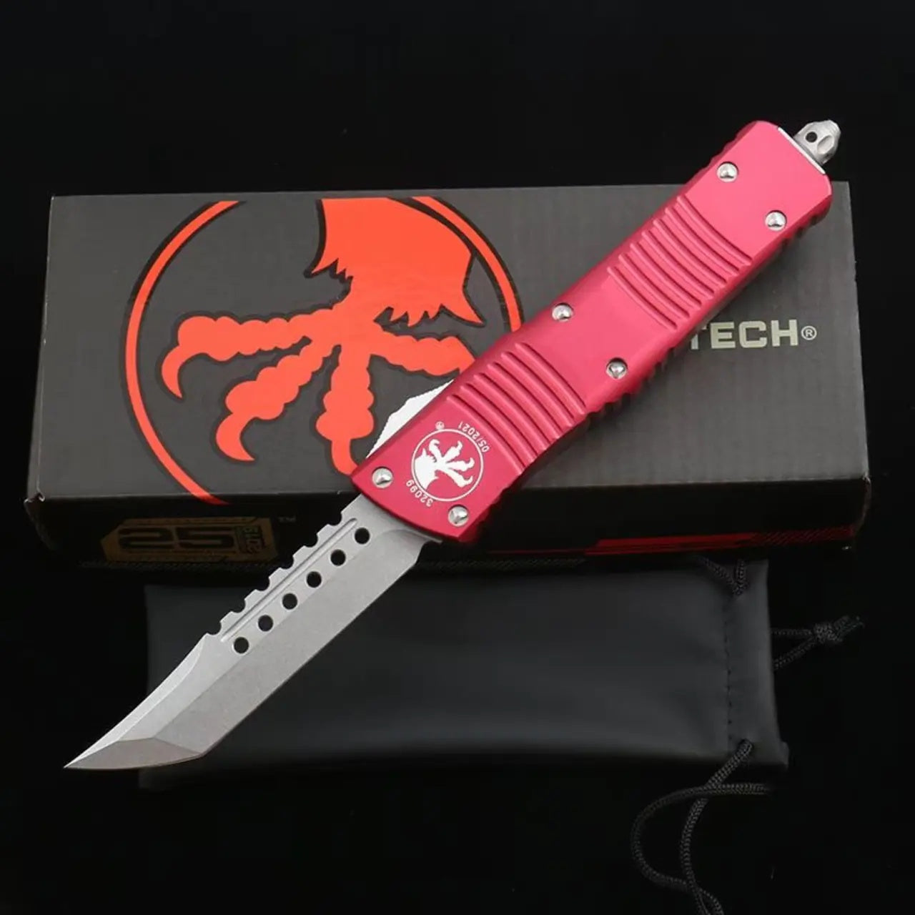 Microtech Red Handle Dragon OTF Knife