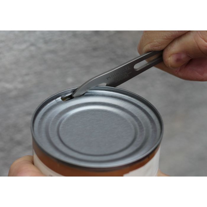 Titanium Scork Can Opener in use